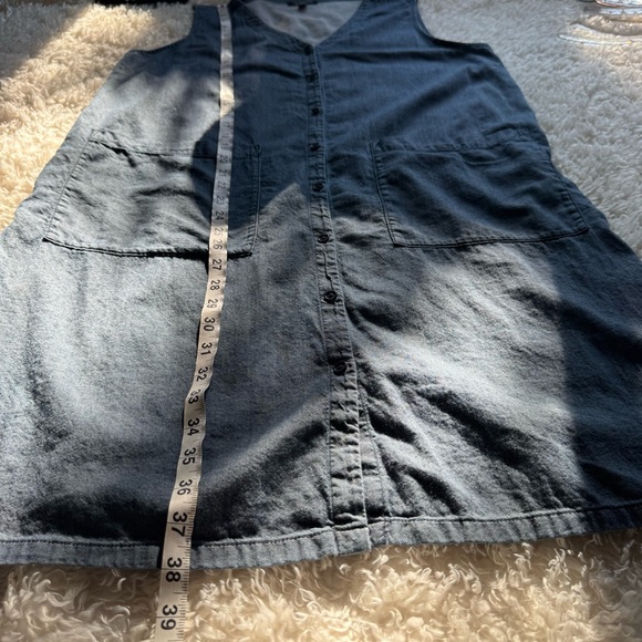 Eileen Fisher 100% Organic Cotton Blue Denim Chambray Long Top Tunic Size Large - Picture 7 of 10